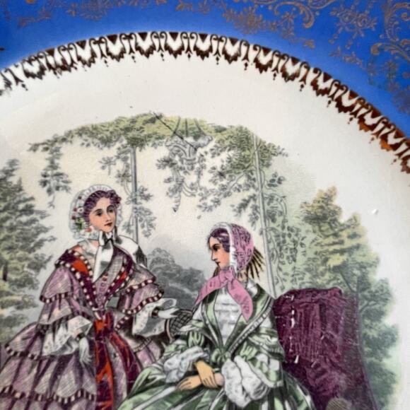 Vintage Century By Salem 23 Karat Gold Plate Blue With Godey’s Ladies - Picture 7 of 13